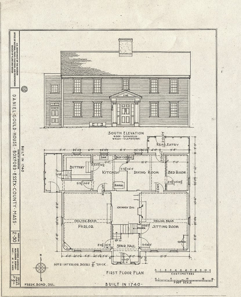 Blueprint HABS Mass,5-Box,3- (Sheet 1 of 10) - Daniel Gould House, Georgetown Road, Boxford, Essex County, MA