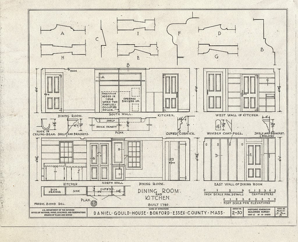 Blueprint HABS Mass,5-Box,3- (Sheet 6 of 10) - Daniel Gould House, Georgetown Road, Boxford, Essex County, MA
