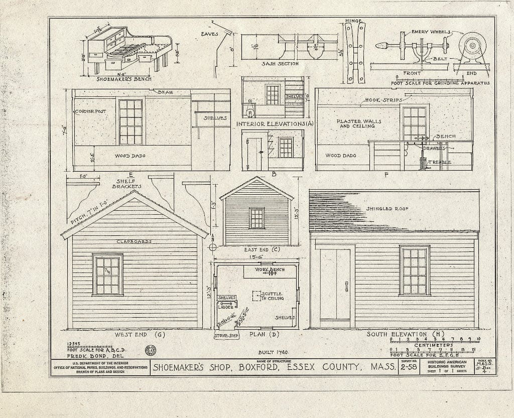 Blueprint HABS Mass,5-Box,4- (Sheet 1 of 1) - Shoemaker's Shop, Georgetown Road, Boxford, Essex County, MA