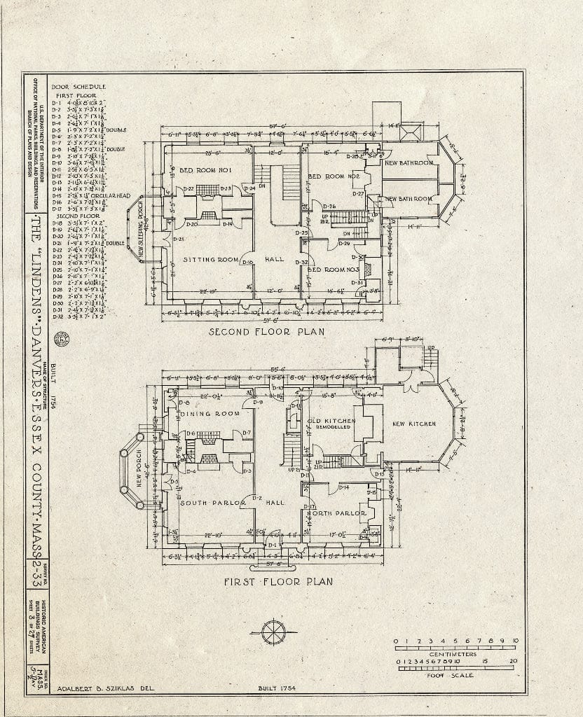 Blueprint HABS Mass,5-DAV,2- (Sheet 3 of 29) - The Lindens, Sylvan Street, Danvers, Essex County, MA
