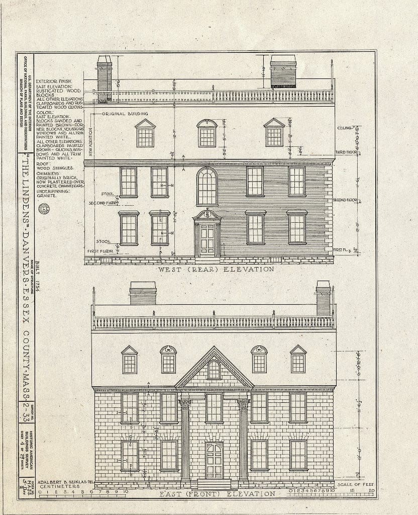 Blueprint HABS Mass,5-DAV,2- (Sheet 4 of 29) - The Lindens, Sylvan Street, Danvers, Essex County, MA