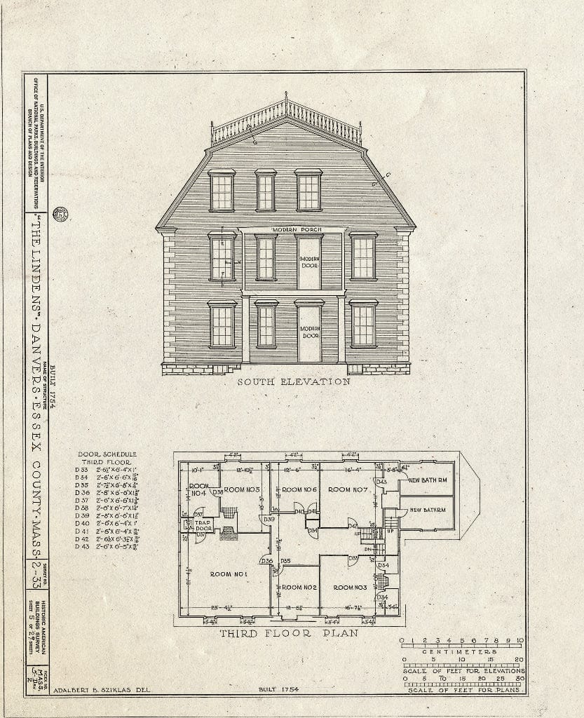 Blueprint HABS Mass,5-DAV,2- (Sheet 5 of 29) - The Lindens, Sylvan Street, Danvers, Essex County, MA