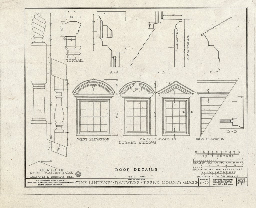 Blueprint HABS Mass,5-DAV,2- (Sheet 10 of 29) - The Lindens, Sylvan Street, Danvers, Essex County, MA