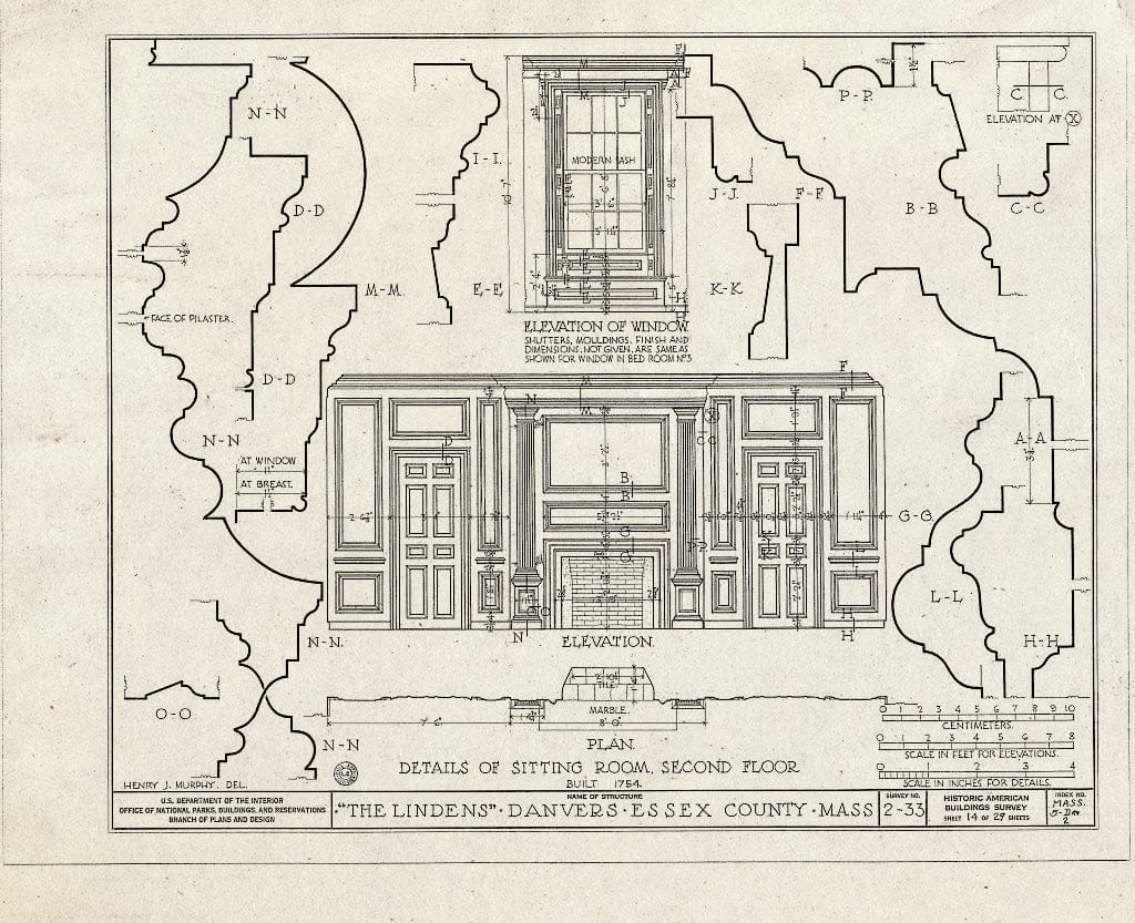 Blueprint HABS Mass,5-DAV,2- (Sheet 14 of 29) - The Lindens, Sylvan Street, Danvers, Essex County, MA