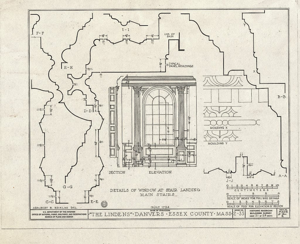 Blueprint HABS Mass,5-DAV,2- (Sheet 21 of 29) - The Lindens, Sylvan Street, Danvers, Essex County, MA