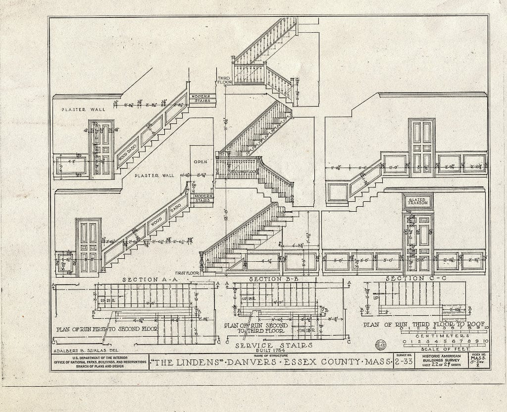 Blueprint HABS Mass,5-DAV,2- (Sheet 22 of 29) - The Lindens, Sylvan Street, Danvers, Essex County, MA