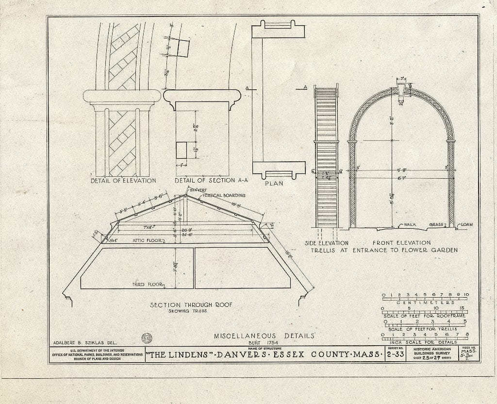 Blueprint HABS Mass,5-DAV,2- (Sheet 25 of 29) - The Lindens, Sylvan Street, Danvers, Essex County, MA