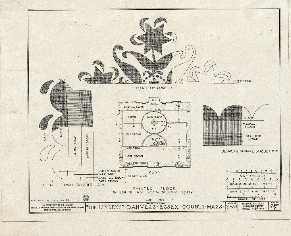 Blueprint HABS Mass,5-DAV,2- (Sheet 27 of 29) - The Lindens, Sylvan Street, Danvers, Essex County, MA
