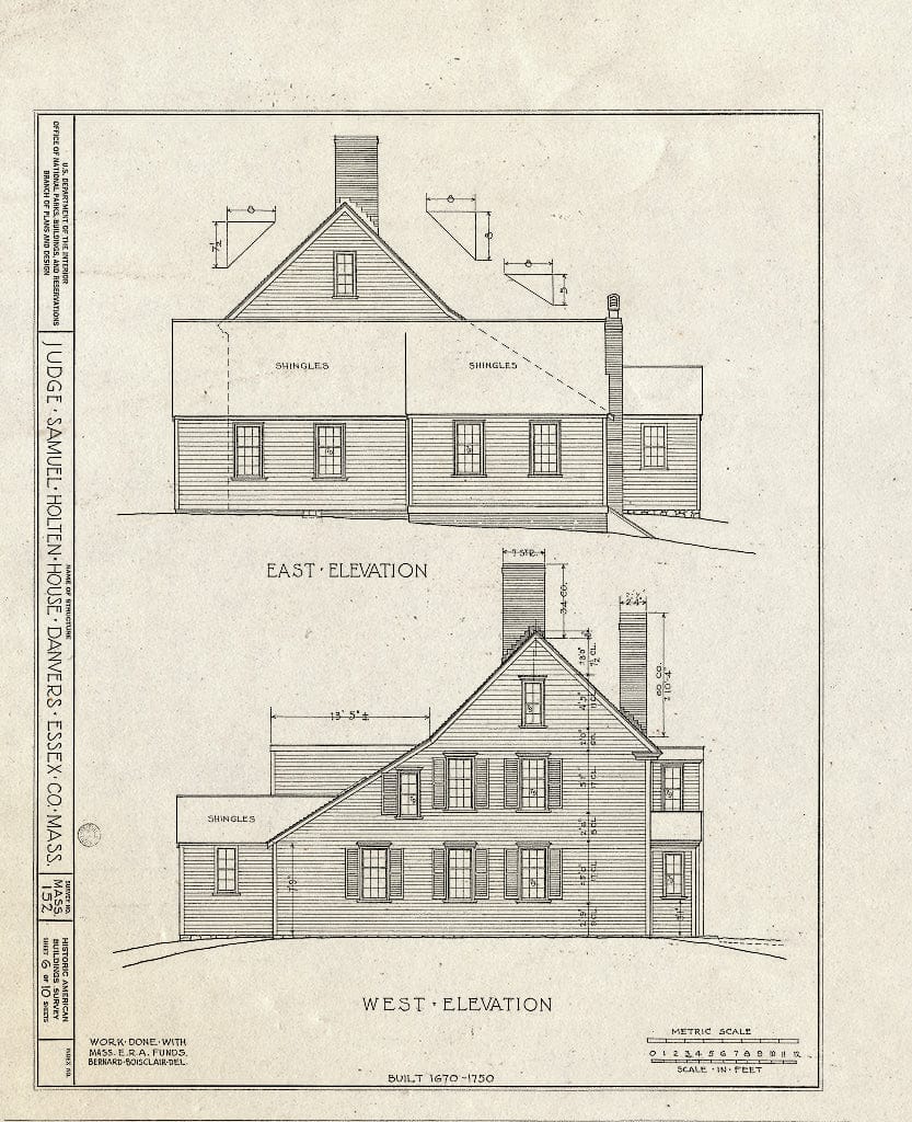 Blueprint HABS Mass,5-DAV,3- (Sheet 6 of 10) - Judge Samuel Holten House, 171 Holten Street, Danvers, Essex County, MA