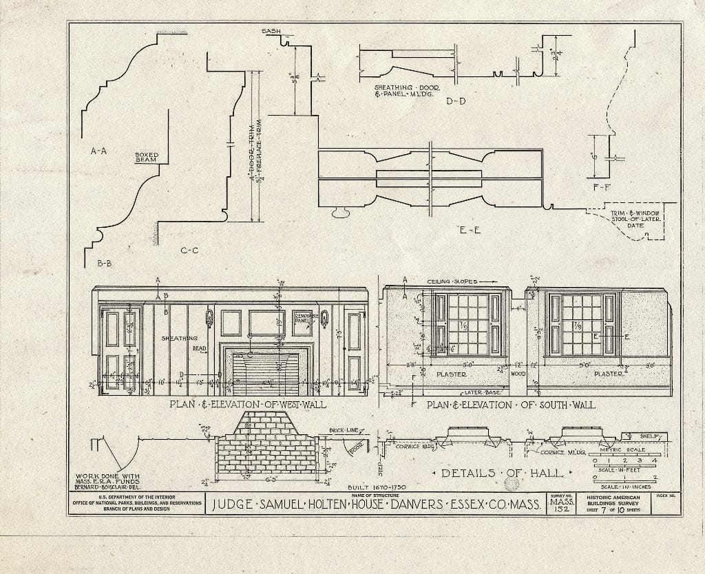 Blueprint HABS Mass,5-DAV,3- (Sheet 7 of 10) - Judge Samuel Holten House, 171 Holten Street, Danvers, Essex County, MA