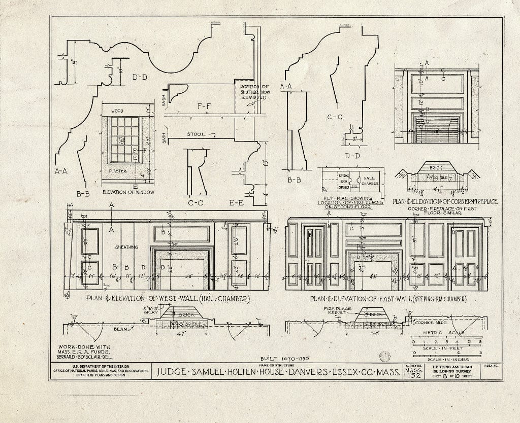 Blueprint HABS Mass,5-DAV,3- (Sheet 8 of 10) - Judge Samuel Holten House, 171 Holten Street, Danvers, Essex County, MA