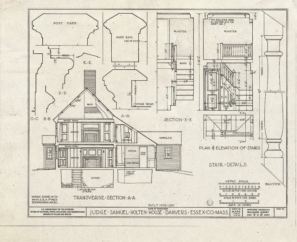 Blueprint HABS Mass,5-DAV,3- (Sheet 9 of 10) - Judge Samuel Holten House, 171 Holten Street, Danvers, Essex County, MA