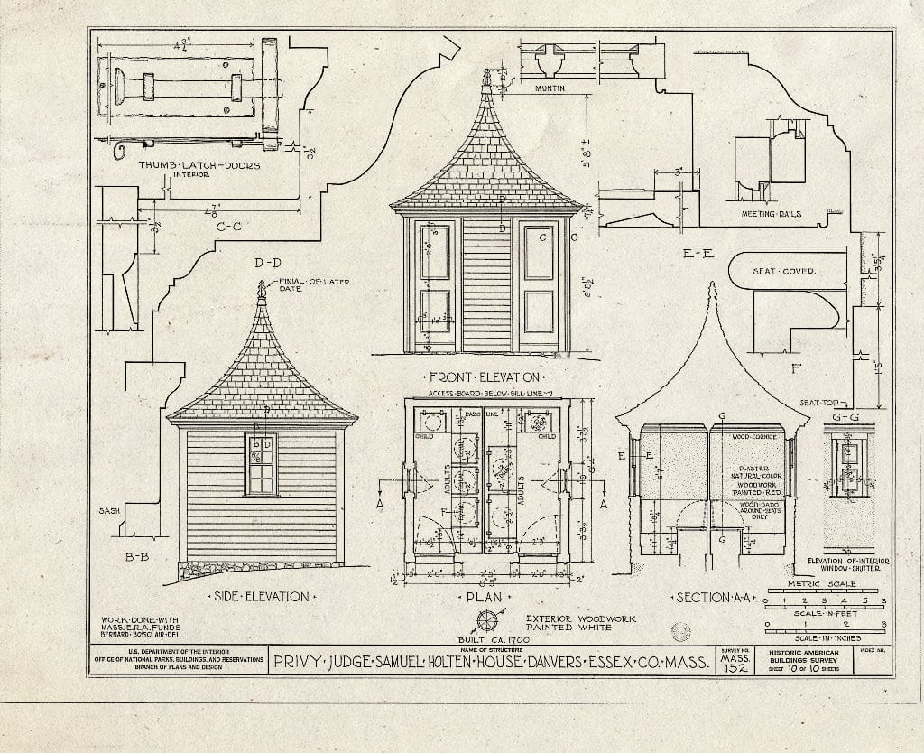 Blueprint HABS Mass,5-DAV,3- (Sheet 10 of 10) - Judge Samuel Holten House, 171 Holten Street, Danvers, Essex County, MA