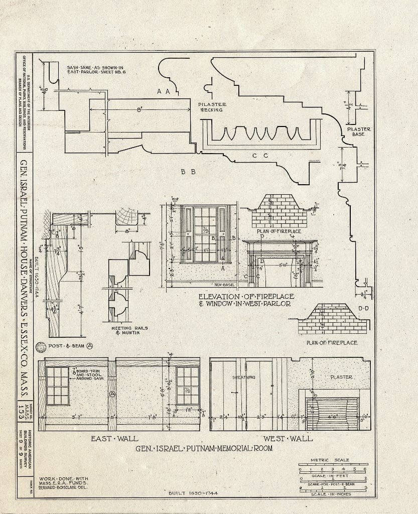 Blueprint HABS Mass,5-DAV,4- (Sheet 9 of 9) - General Israel Putnam House, 431 Maple Street, Danvers, Essex County, MA