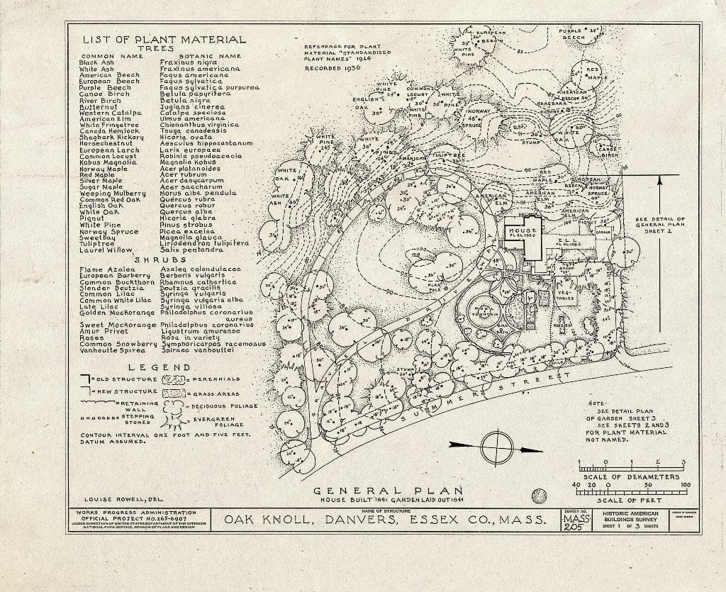 Blueprint HABS Mass,5-DAV,6- (Sheet 1 of 3) - Oak Knoll, Summer Street, Danvers, Essex County, MA