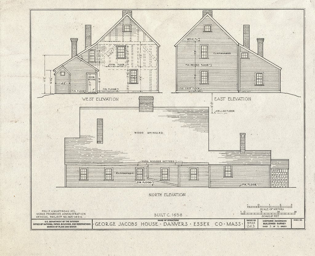 Blueprint HABS Mass,5-DAV,7- (Sheet 3 of 6) - George Jacobs House, Margin Street, Danvers, Essex County, MA