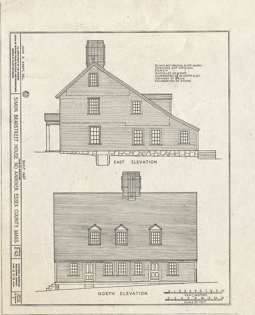 Blueprint HABS Mass,5-Andon,1- (Sheet 4 of 12) - Governor Simon Bradstreet House, 159 Osgood Street, North Andover, Essex County, MA