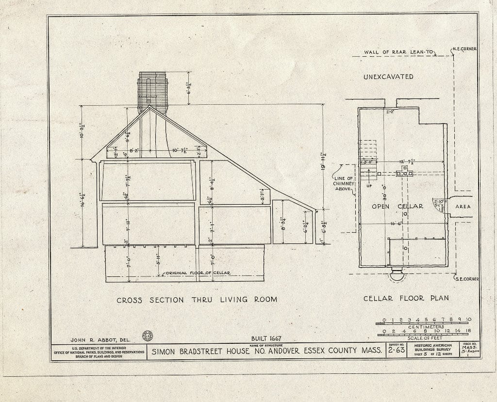 Blueprint HABS Mass,5-Andon,1- (Sheet 5 of 12) - Governor Simon Bradstreet House, 159 Osgood Street, North Andover, Essex County, MA