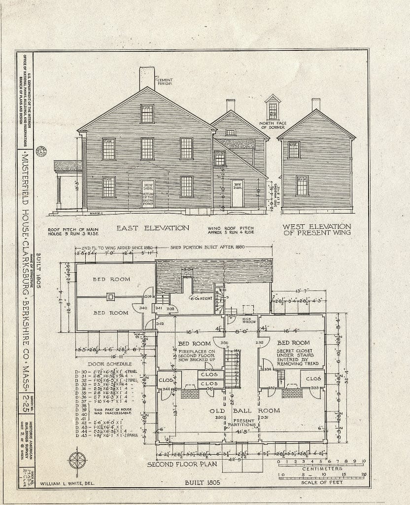 Blueprint HABS Mass,2-CLAR,1- (Sheet 2 of 6) - Musterfield House, Middle Road, North Adams, Berkshire County, MA