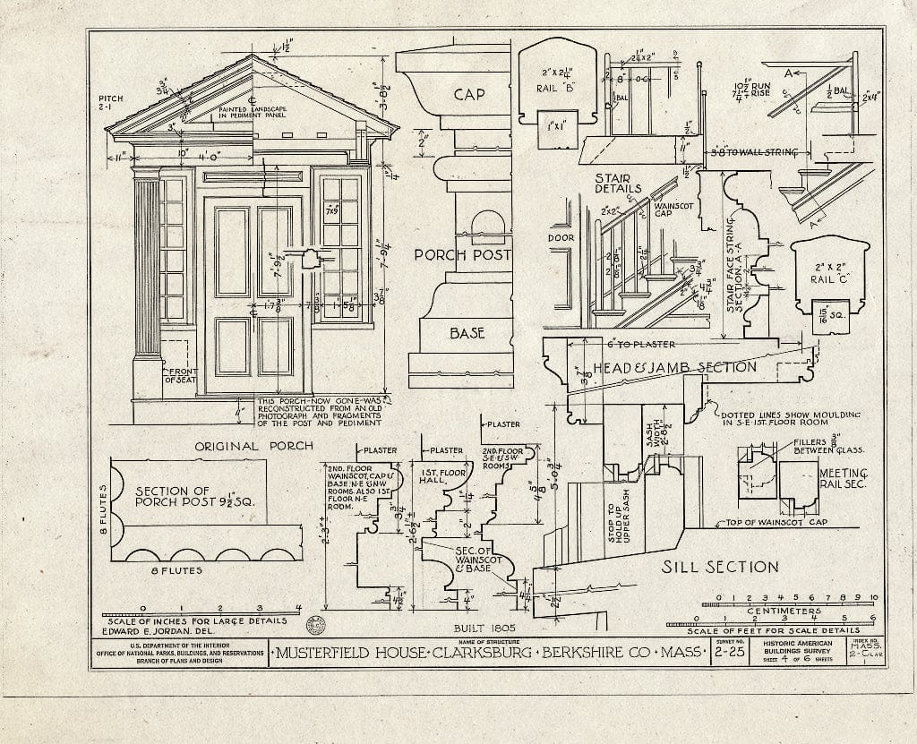 Blueprint HABS Mass,2-CLAR,1- (Sheet 4 of 6) - Musterfield House, Middle Road, North Adams, Berkshire County, MA