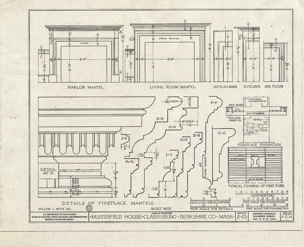 Blueprint HABS Mass,2-CLAR,1- (Sheet 5 of 6) - Musterfield House, Middle Road, North Adams, Berkshire County, MA
