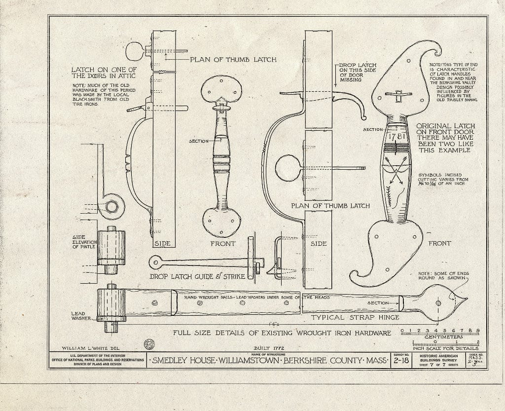 Blueprint HABS Mass,2-Will,5- (Sheet 7 of 7) - Nehemiah Smedley House, State Route 2, Williamstown, Berkshire County, MA