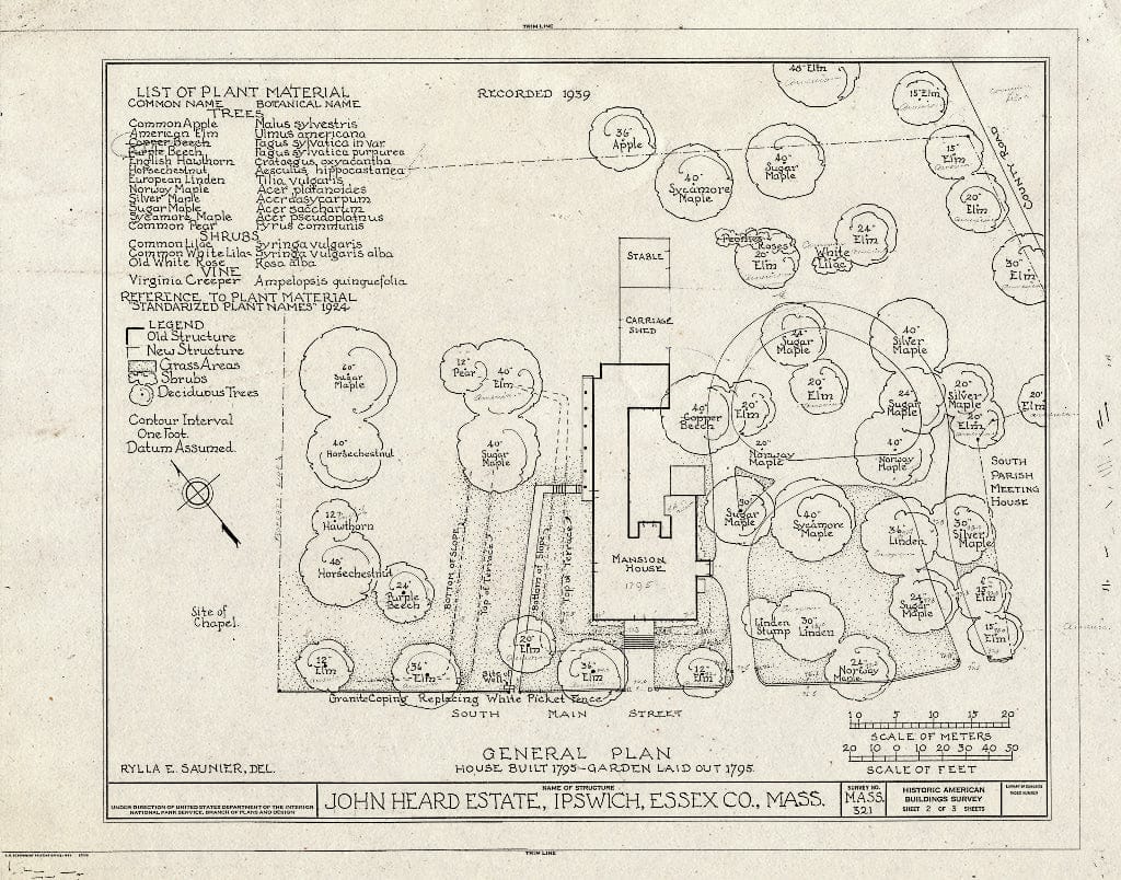 Blueprint HABS Mass,5-IPSWI,12- (Sheet 2 of 3) - John Heard Estate, State Route 1A, Ipswich, Essex County, MA