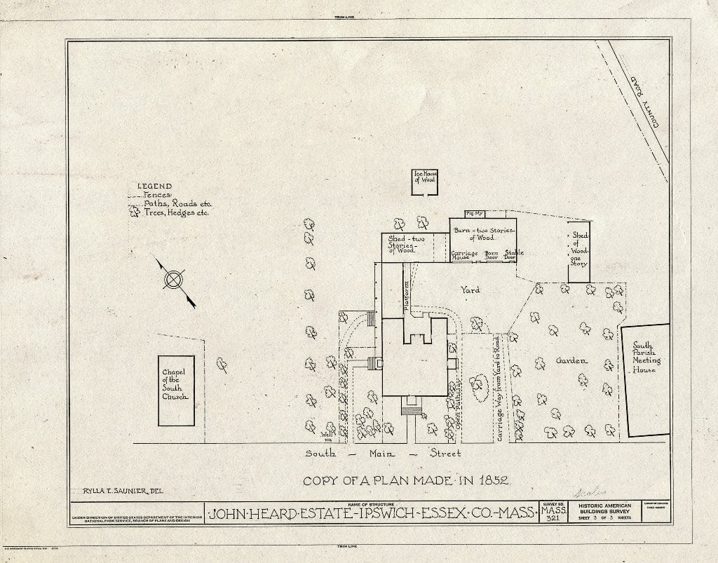 Blueprint HABS Mass,5-IPSWI,12- (Sheet 3 of 3) - John Heard Estate, State Route 1A, Ipswich, Essex County, MA