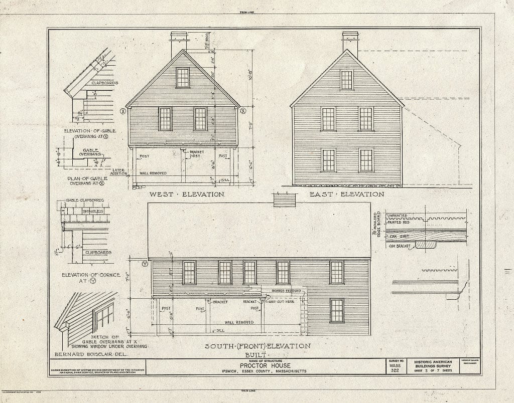 Blueprint HABS Mass,5-IPSWI,13- (Sheet 3 of 7) - Proctor House, Jeffrey's Neck Road (Moved from South Main Street, abutting Choate Bridge), Ipswich, Essex County, MA