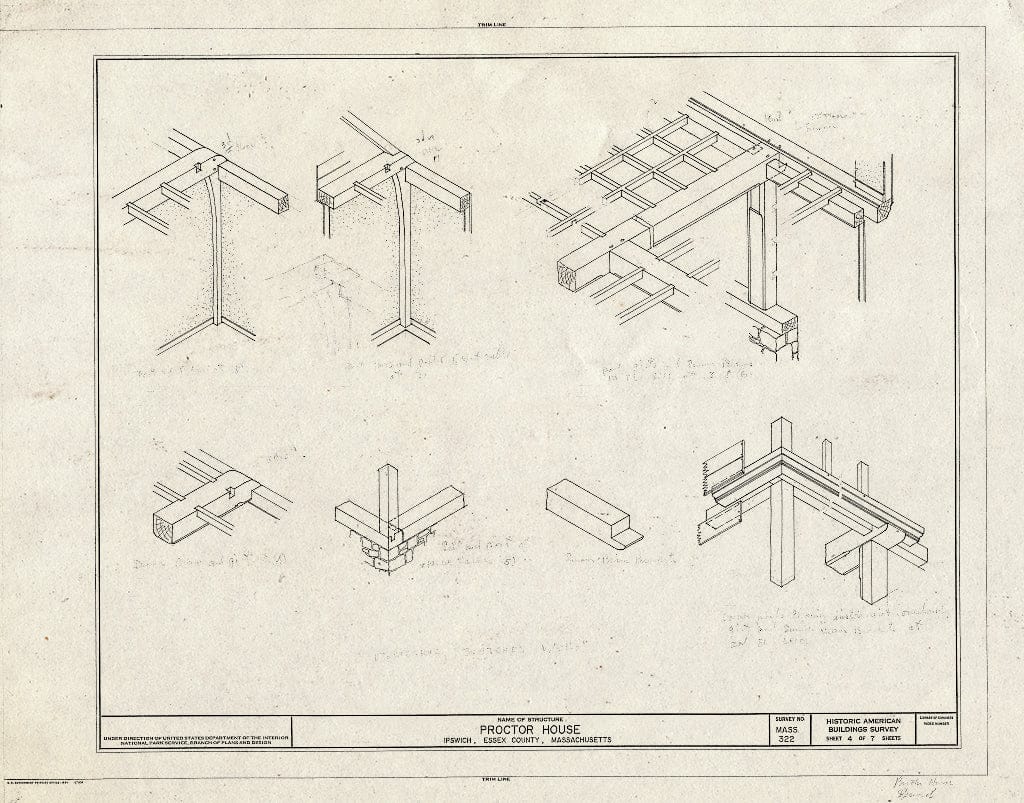Blueprint HABS Mass,5-IPSWI,13- (Sheet 4 of 7) - Proctor House, Jeffrey's Neck Road (Moved from South Main Street, abutting Choate Bridge), Ipswich, Essex County, MA