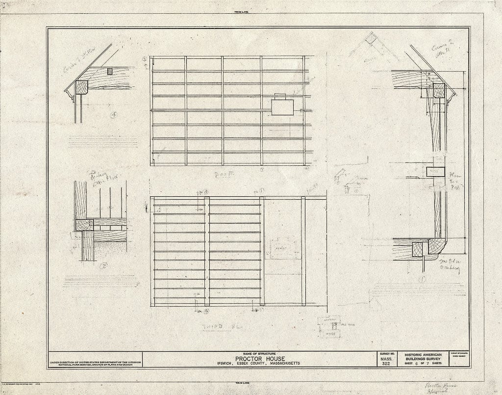 Blueprint HABS Mass,5-IPSWI,13- (Sheet 6 of 7) - Proctor House, Jeffrey's Neck Road (Moved from South Main Street, abutting Choate Bridge), Ipswich, Essex County, MA