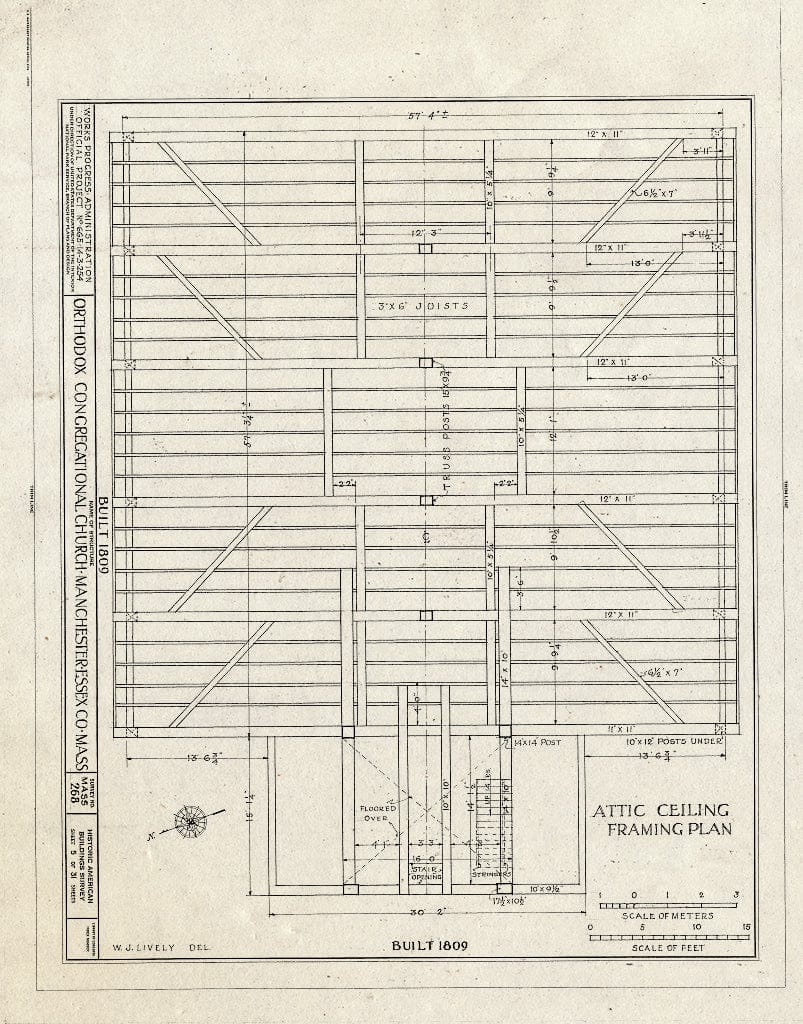 Blueprint HABS Mass,5-MANCH,1- (Sheet 5 of 31) - Orthodox Congregational Church, Central & Church Streets, Manchester, Essex County, MA