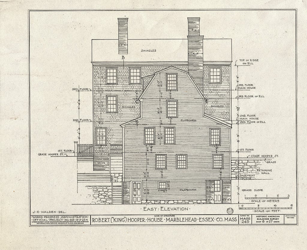 Blueprint HABS Mass,5-MARB,53- (Sheet 8 of 27) - Robert Hooper House, 8 Hooper Street, Marblehead, Essex County, MA