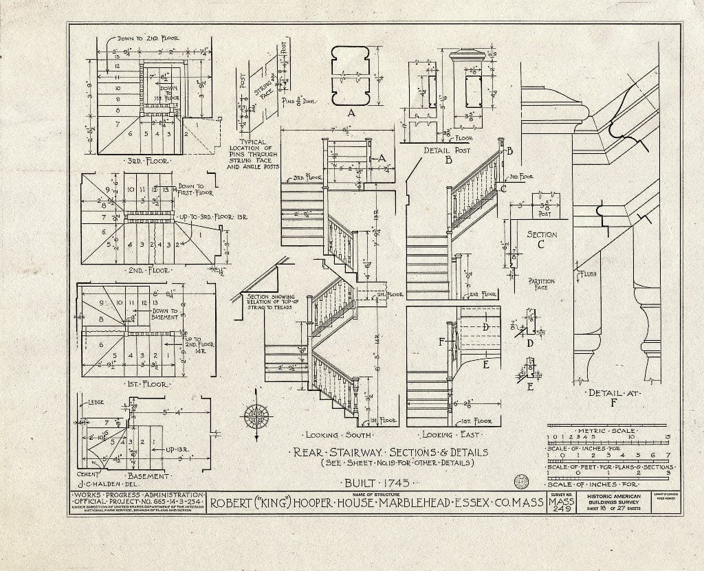 Blueprint HABS Mass,5-MARB,53- (Sheet 18 of 27) - Robert Hooper House, 8 Hooper Street, Marblehead, Essex County, MA