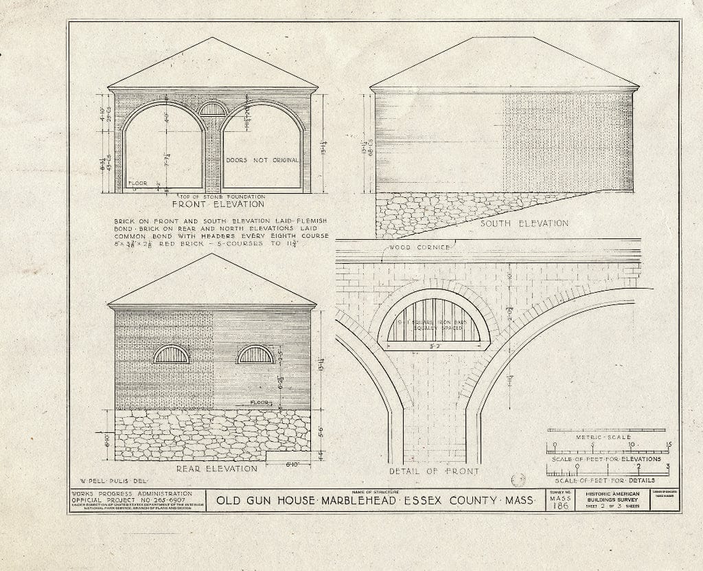 Blueprint HABS Mass,5-MARB,52- (Sheet 2 of 3) - Old Gun House, 45 Elm Street, Marblehead, Essex County, MA