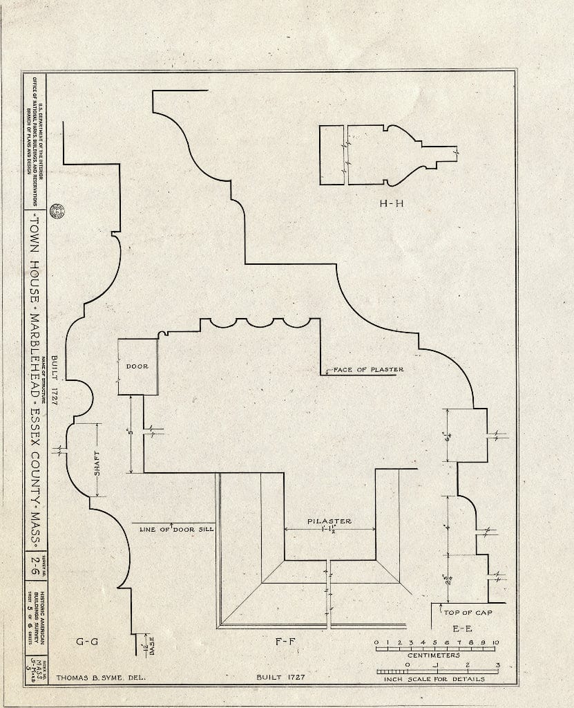 Blueprint HABS Mass,5-MARB,3- (Sheet 5 of 6) - Town House, Market Square, Marblehead, Essex County, MA