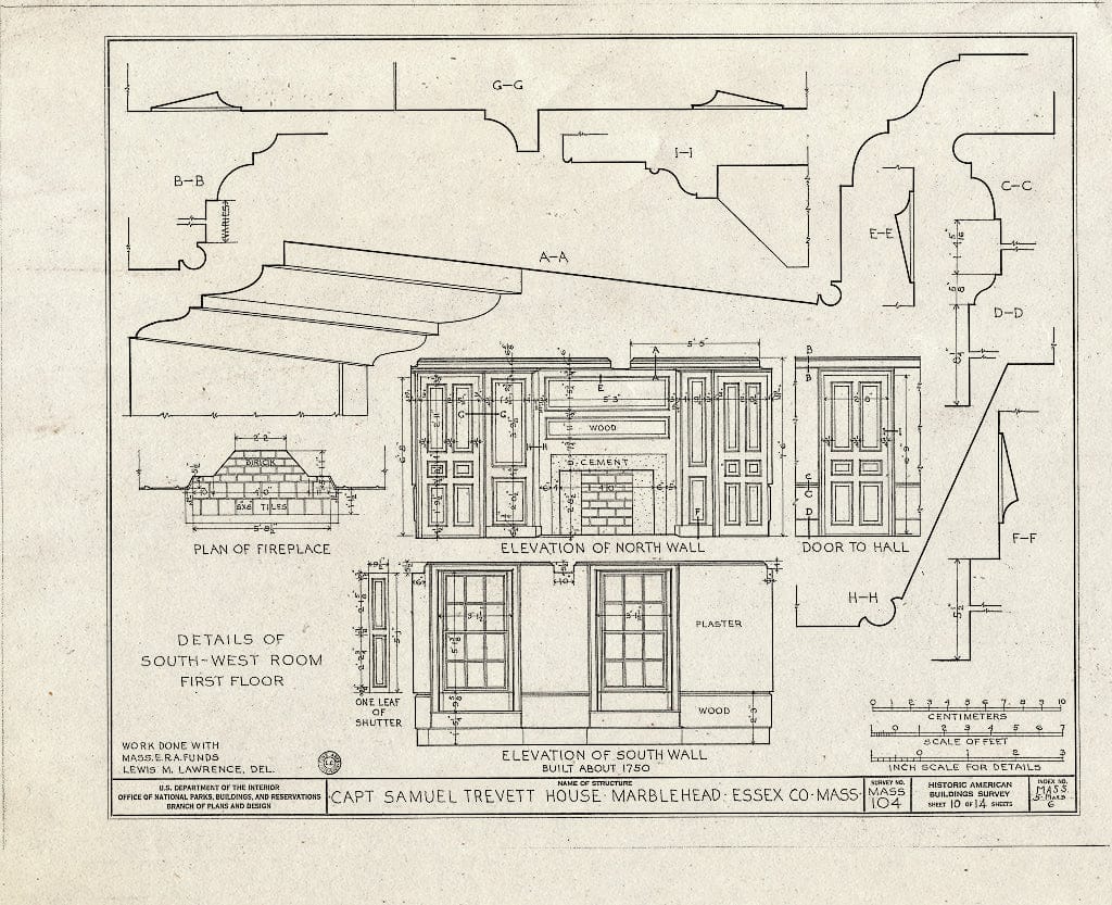 Blueprint HABS Mass,5-MARB,6- (Sheet 10 of 14) - Captain Samuel Trevett House, 65 Washington Street, Marblehead, Essex County, MA