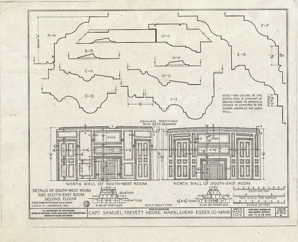 Blueprint HABS Mass,5-MARB,6- (Sheet 12 of 14) - Captain Samuel Trevett House, 65 Washington Street, Marblehead, Essex County, MA