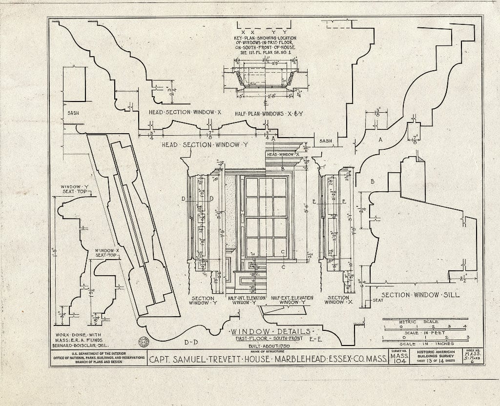 Blueprint HABS Mass,5-MARB,6- (Sheet 13 of 14) - Captain Samuel Trevett House, 65 Washington Street, Marblehead, Essex County, MA