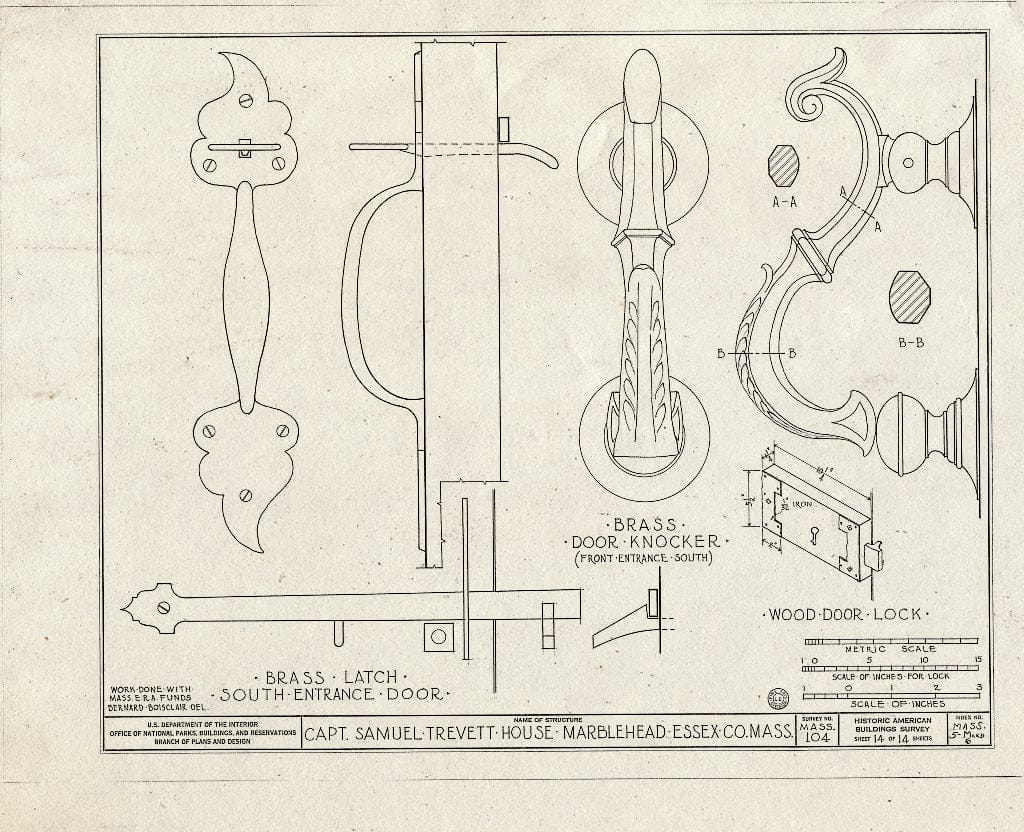 Blueprint HABS Mass,5-MARB,6- (Sheet 14 of 14) - Captain Samuel Trevett House, 65 Washington Street, Marblehead, Essex County, MA