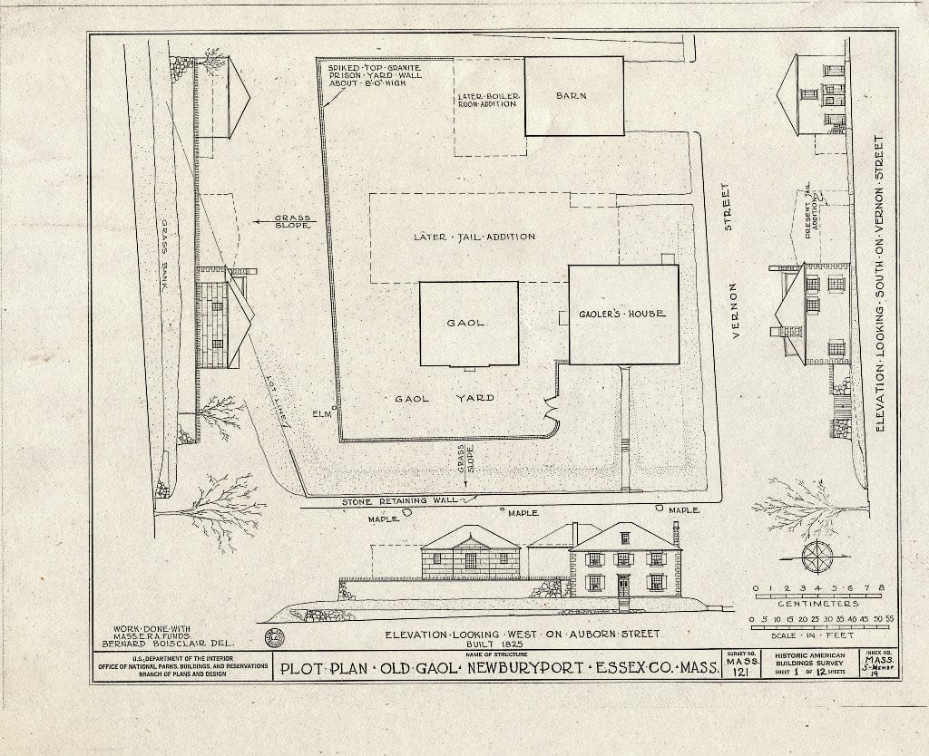 Blueprint HABS Mass,5-NEWBP,19- (Sheet 1 of 12) - Gaol, Gaoler's House & Barn, Auburn & Vernon Streets, Newburyport, Essex County, MA