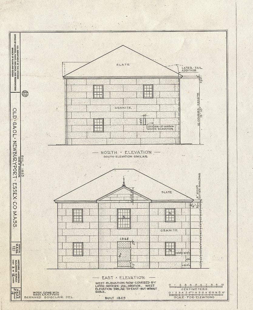 Blueprint HABS Mass,5-NEWBP,19- (Sheet 3 of 12) - Gaol, Gaoler's House & Barn, Auburn & Vernon Streets, Newburyport, Essex County, MA