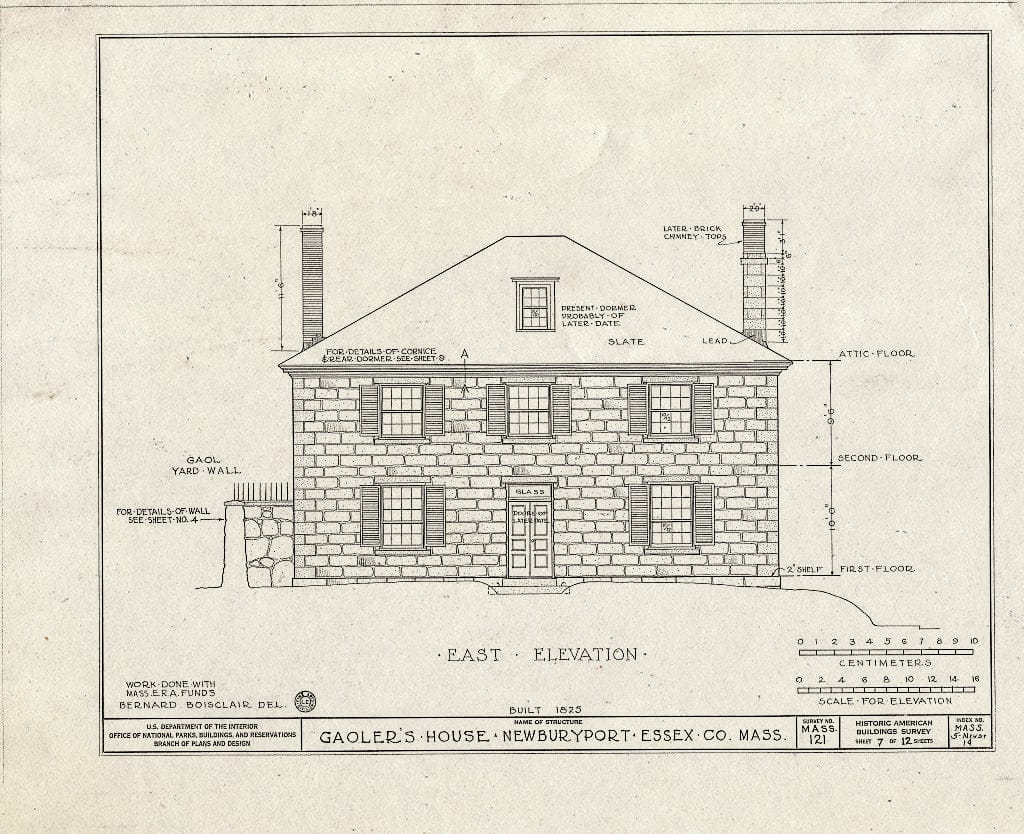Blueprint HABS Mass,5-NEWBP,19- (Sheet 7 of 12) - Gaol, Gaoler's House & Barn, Auburn & Vernon Streets, Newburyport, Essex County, MA