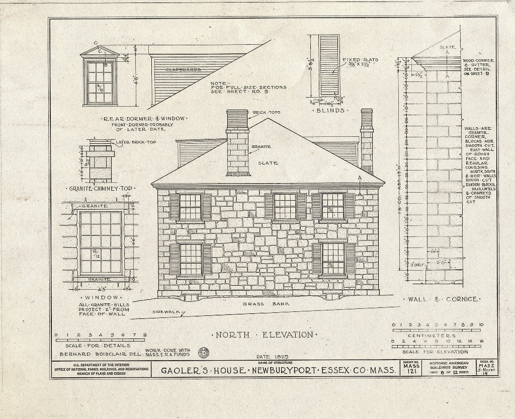 Blueprint HABS Mass,5-NEWBP,19- (Sheet 8 of 12) - Gaol, Gaoler's House & Barn, Auburn & Vernon Streets, Newburyport, Essex County, MA