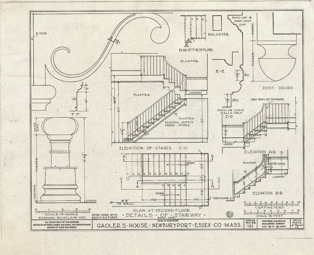 Blueprint HABS Mass,5-NEWBP,19- (Sheet 10 of 12) - Gaol, Gaoler's House & Barn, Auburn & Vernon Streets, Newburyport, Essex County, MA