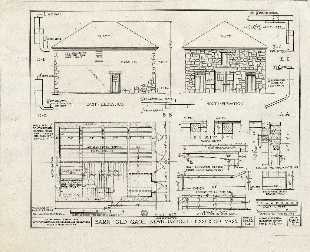 Blueprint HABS Mass,5-NEWBP,19- (Sheet 11 of 12) - Gaol, Gaoler's House & Barn, Auburn & Vernon Streets, Newburyport, Essex County, MA