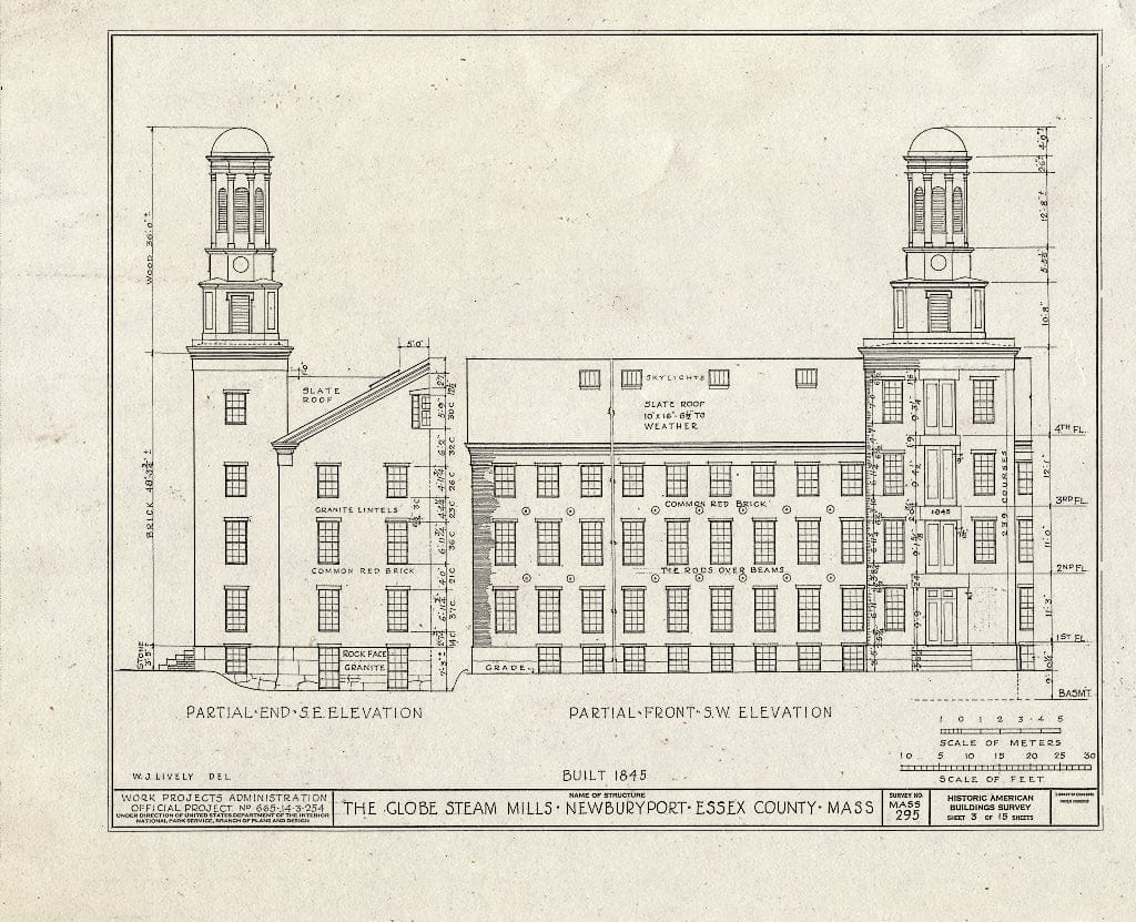 Blueprint HABS Mass,5-NEWBP,25- (Sheet 3 of 15) - Globe Steam Mills, Federal Street, Newburyport, Essex County, MA