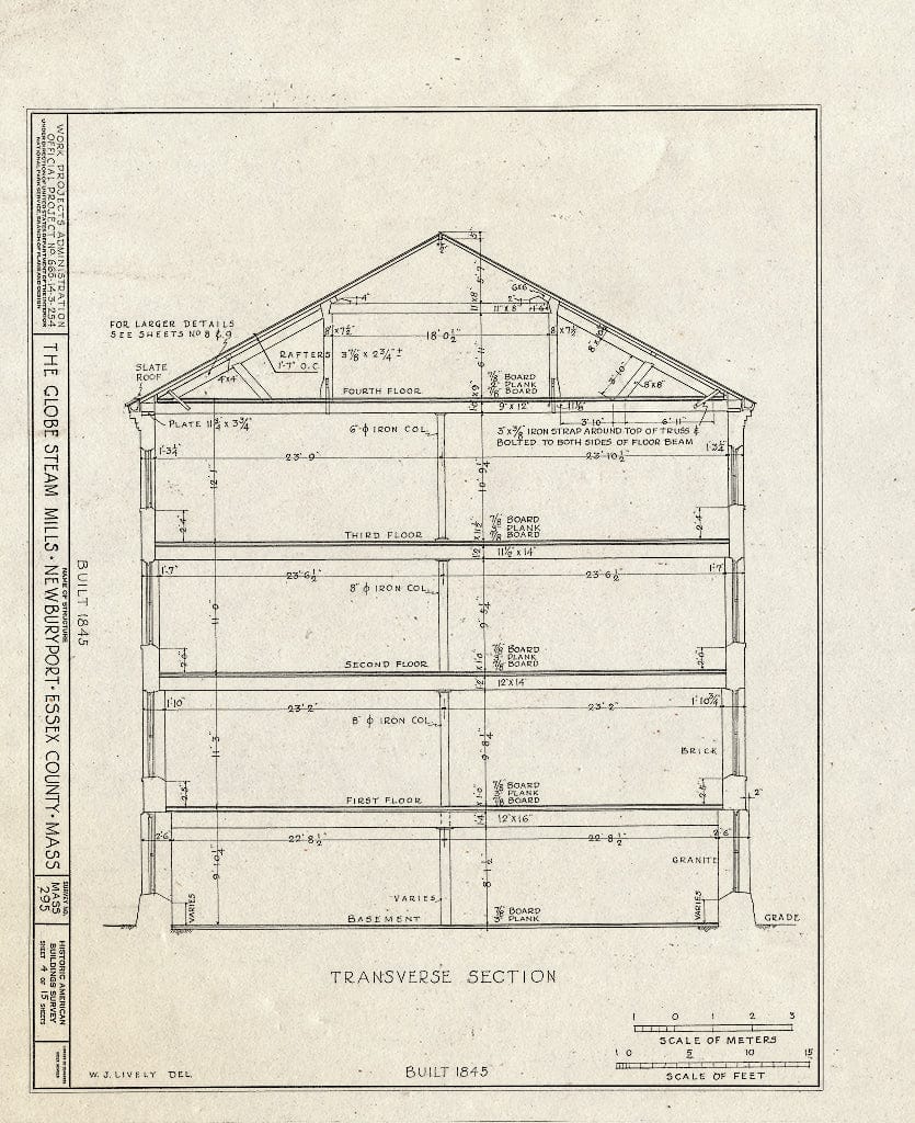 Blueprint HABS Mass,5-NEWBP,25- (Sheet 4 of 15) - Globe Steam Mills, Federal Street, Newburyport, Essex County, MA
