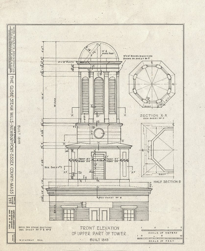 Blueprint HABS Mass,5-NEWBP,25- (Sheet 6 of 15) - Globe Steam Mills, Federal Street, Newburyport, Essex County, MA