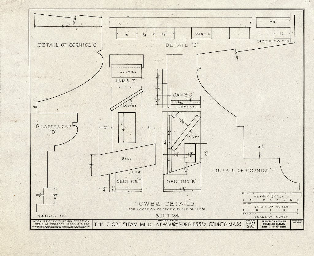 Blueprint HABS Mass,5-NEWBP,25- (Sheet 7 of 15) - Globe Steam Mills, Federal Street, Newburyport, Essex County, MA